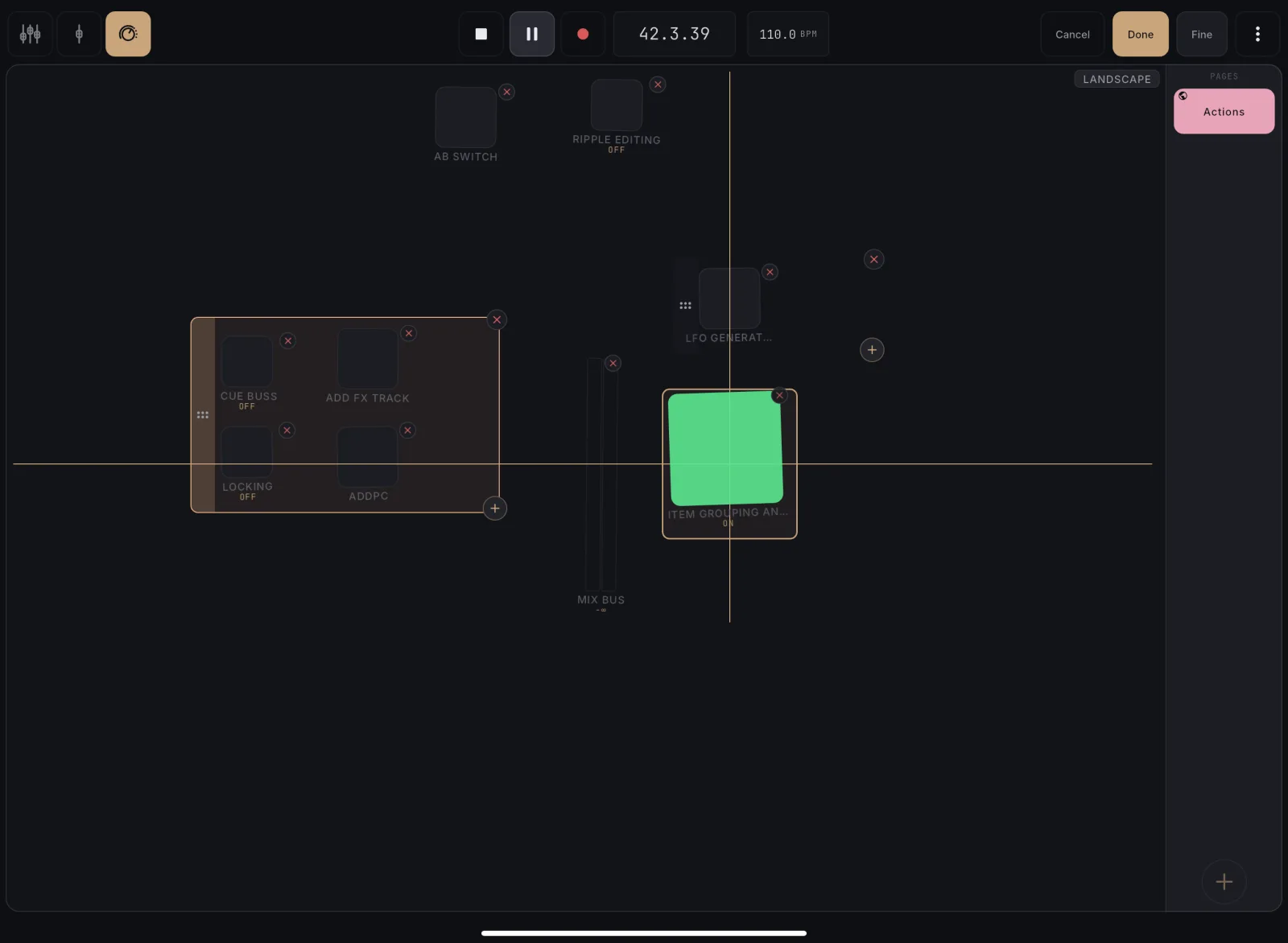 Line controls up with alignment guides