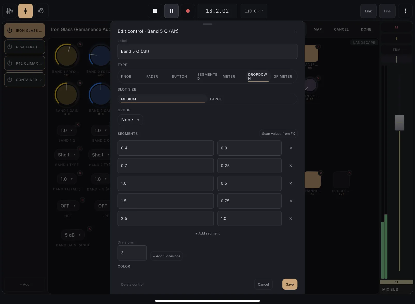 Scan a control's options from the plugin