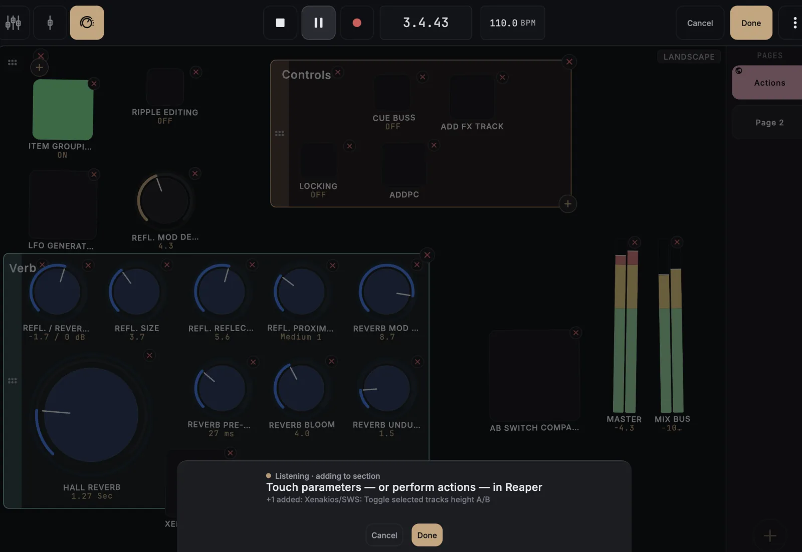 Add a control by touching a plugin parameter