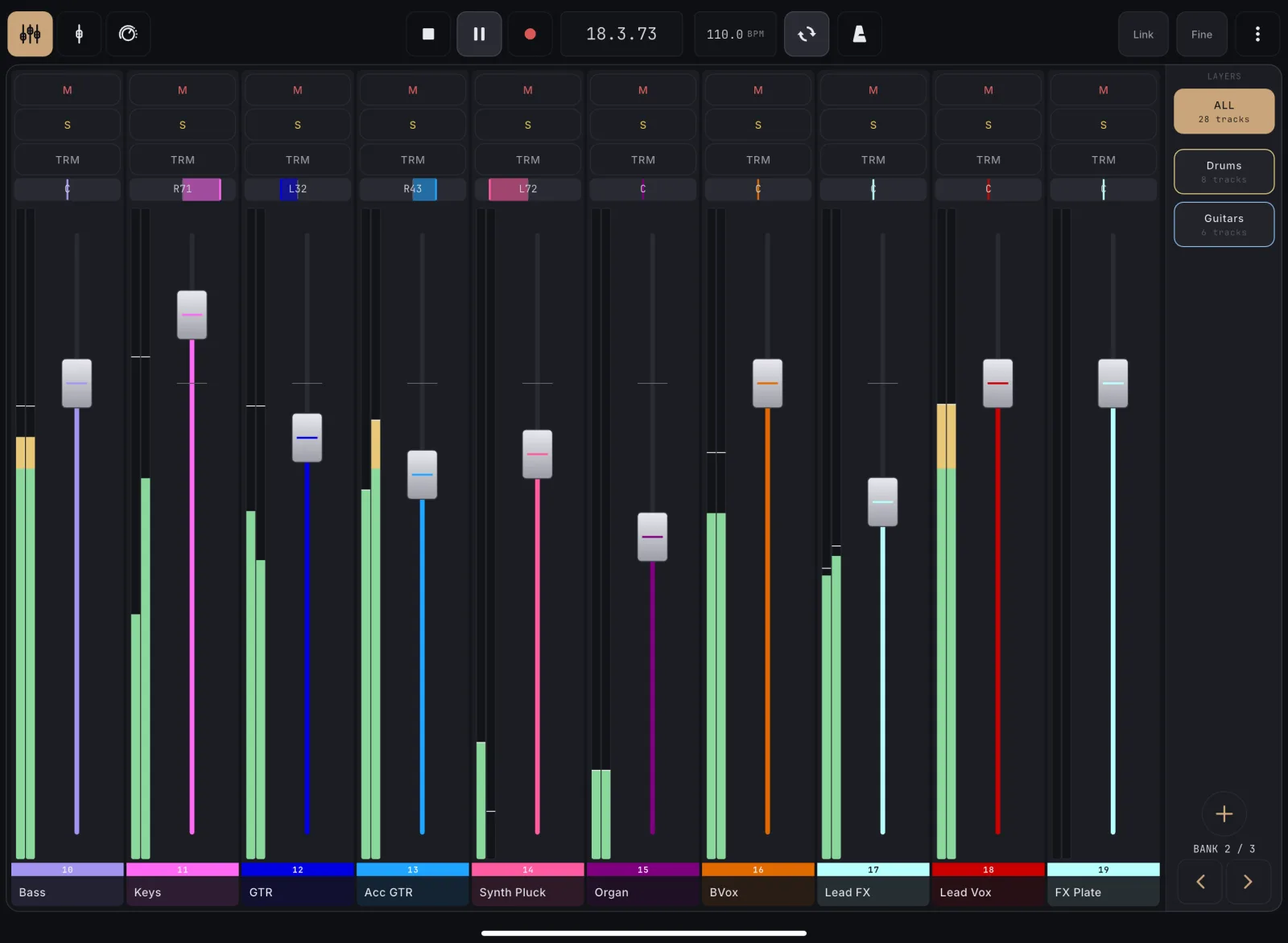 Drag the volume fader